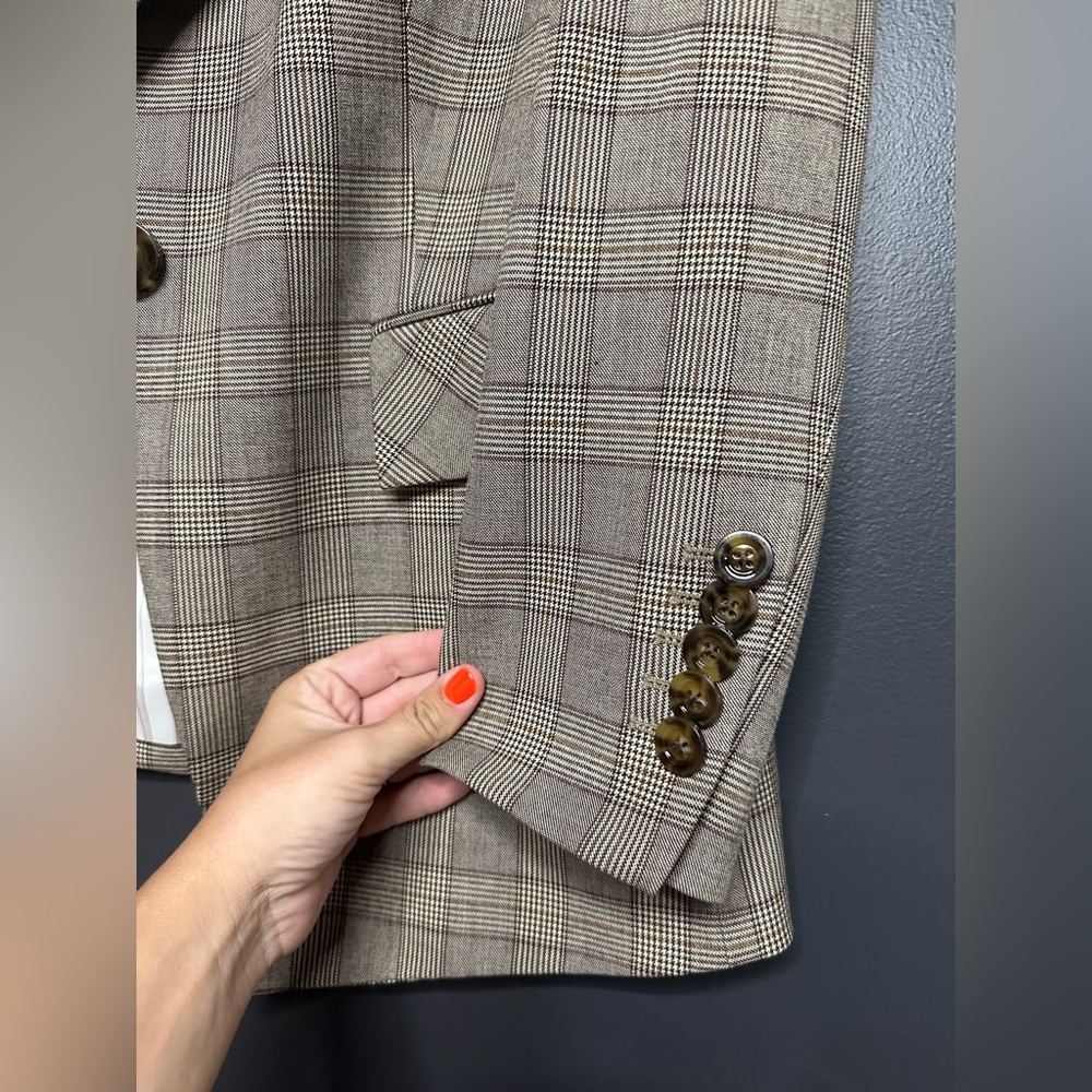 NWOT Veronica Beard Long and Lean Dickey Jacket Brown Multi Plaid 8 - Picture 6 of 6